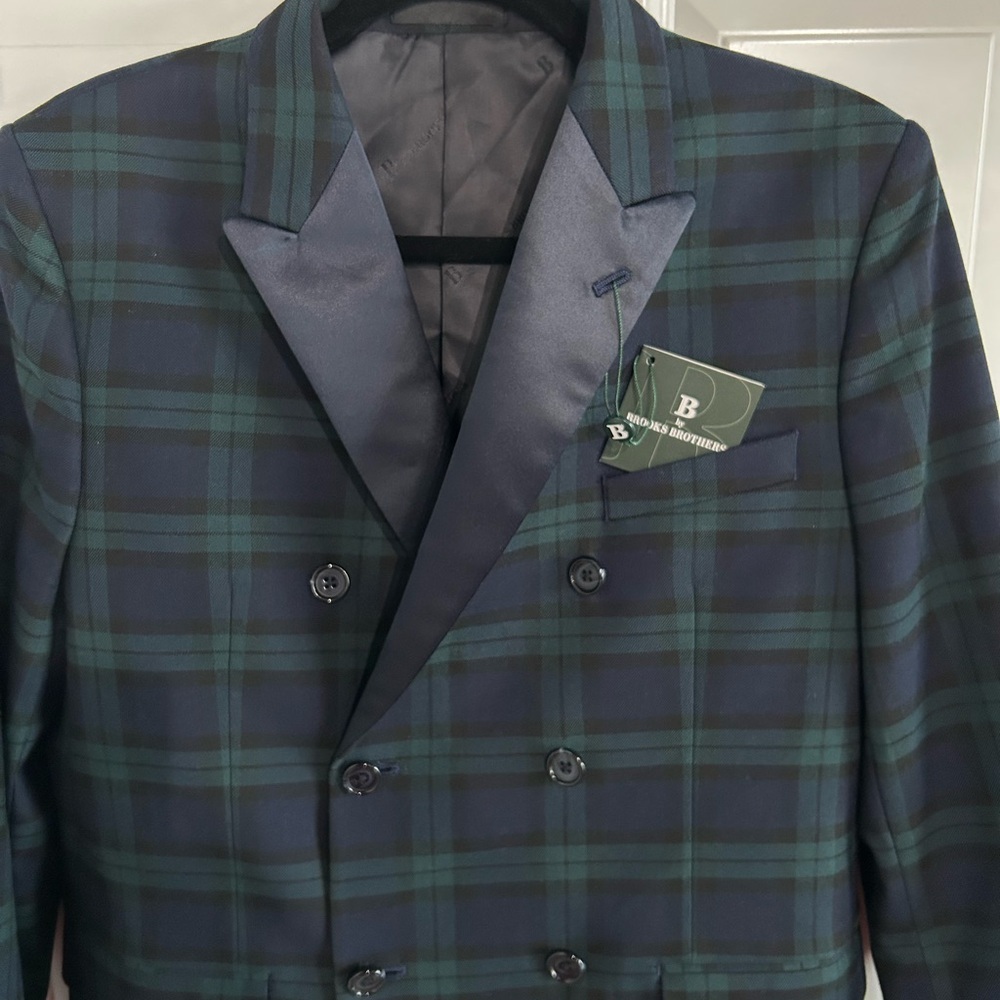 ✨NWT Brook Brother Plaid Double Breasted Blazer. Sz 18 - Picture 3 of 5